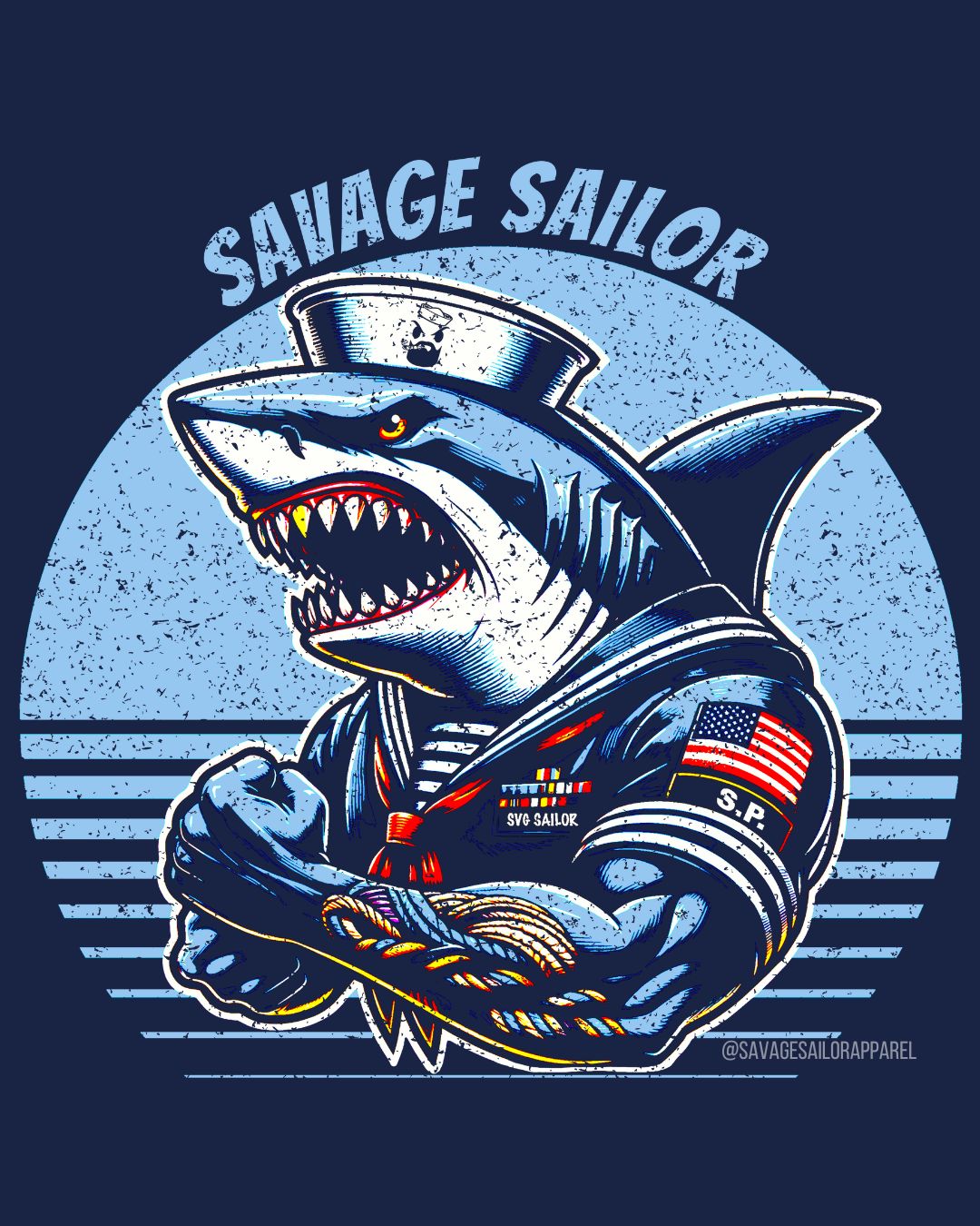 Savage Shark T-Shirt - Midnight Navy