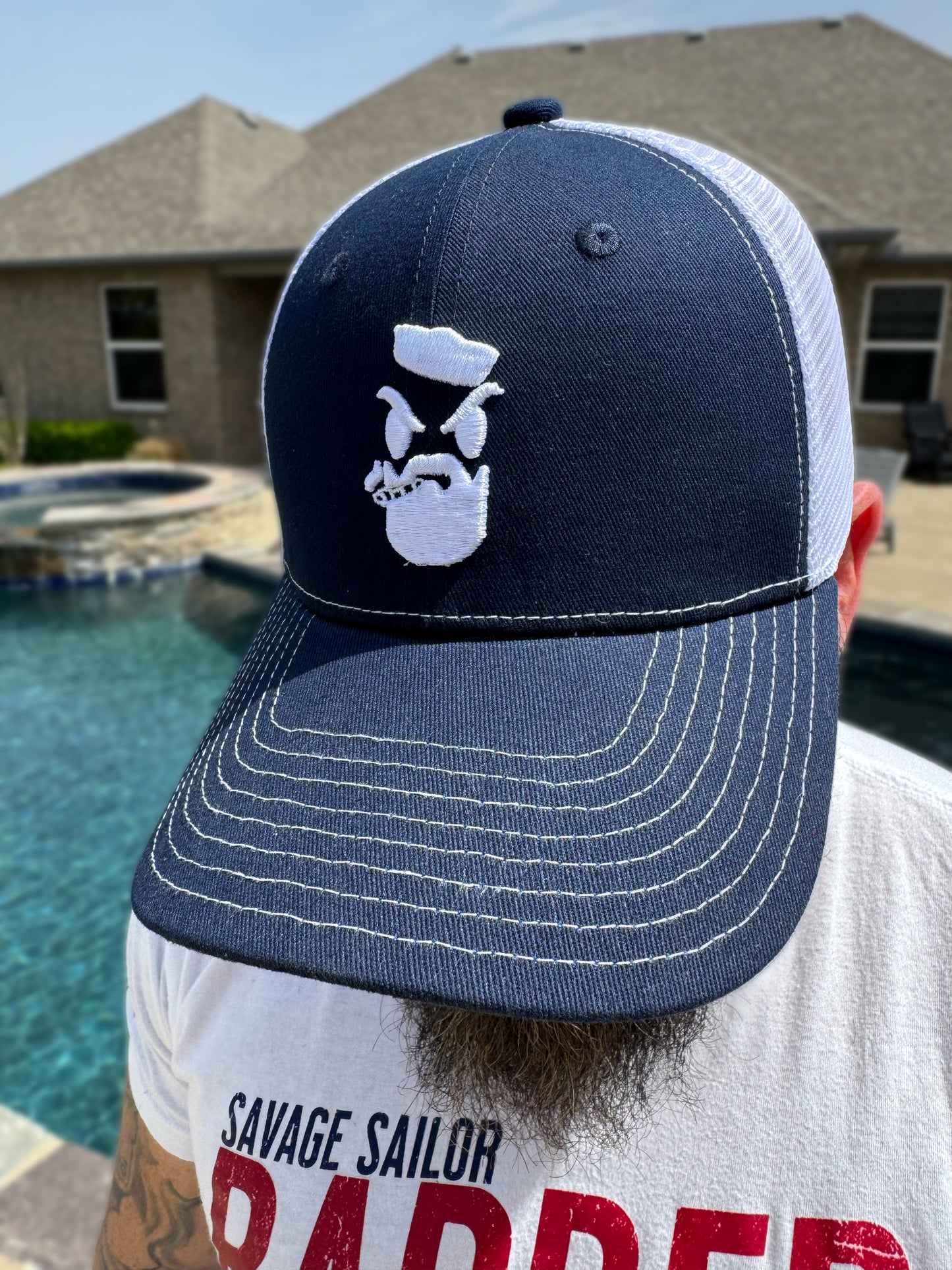 Savage Sailor Logo Hat – Navy & White