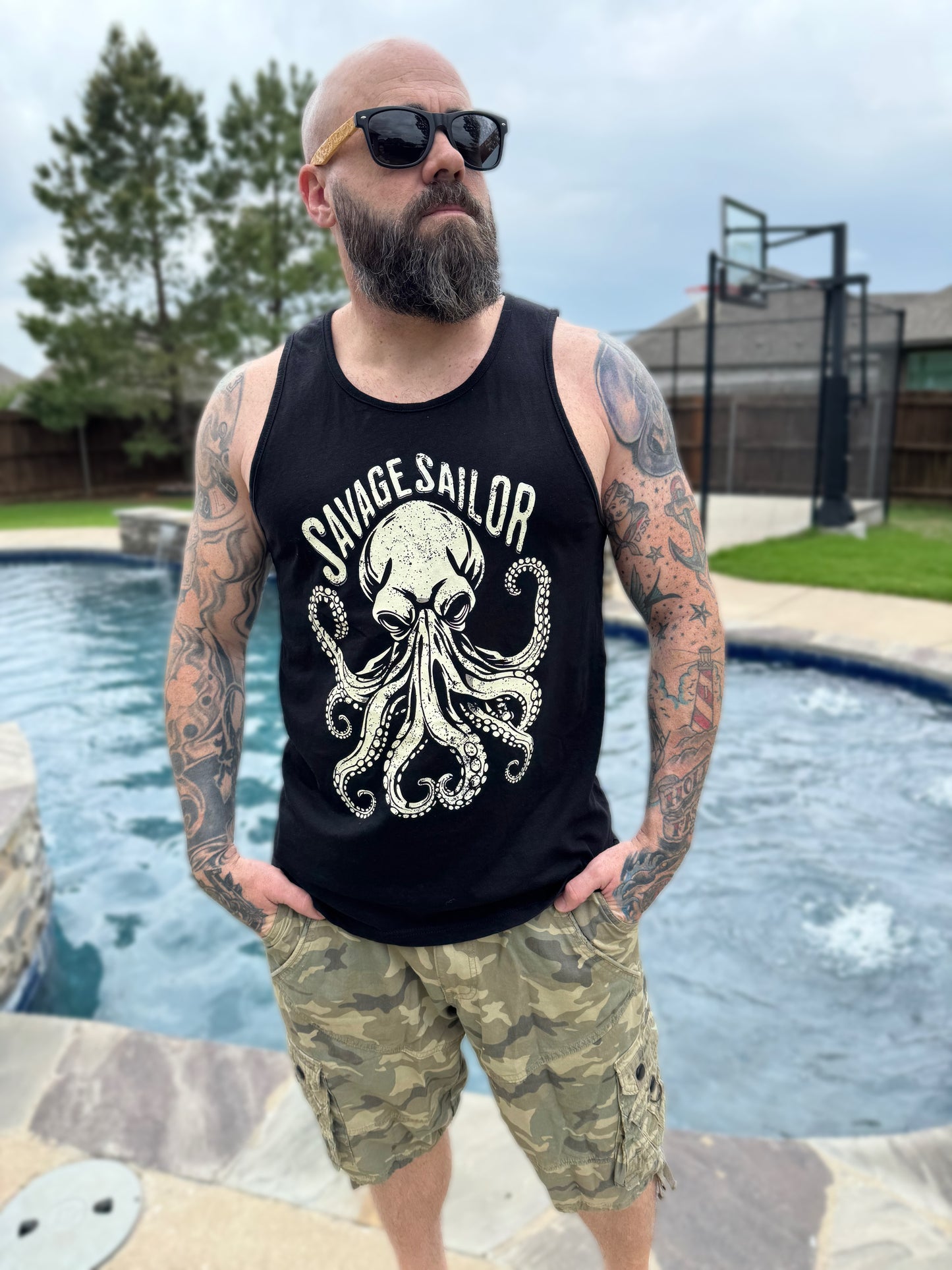 Octopus Odyssey Men's Tank Top- Black