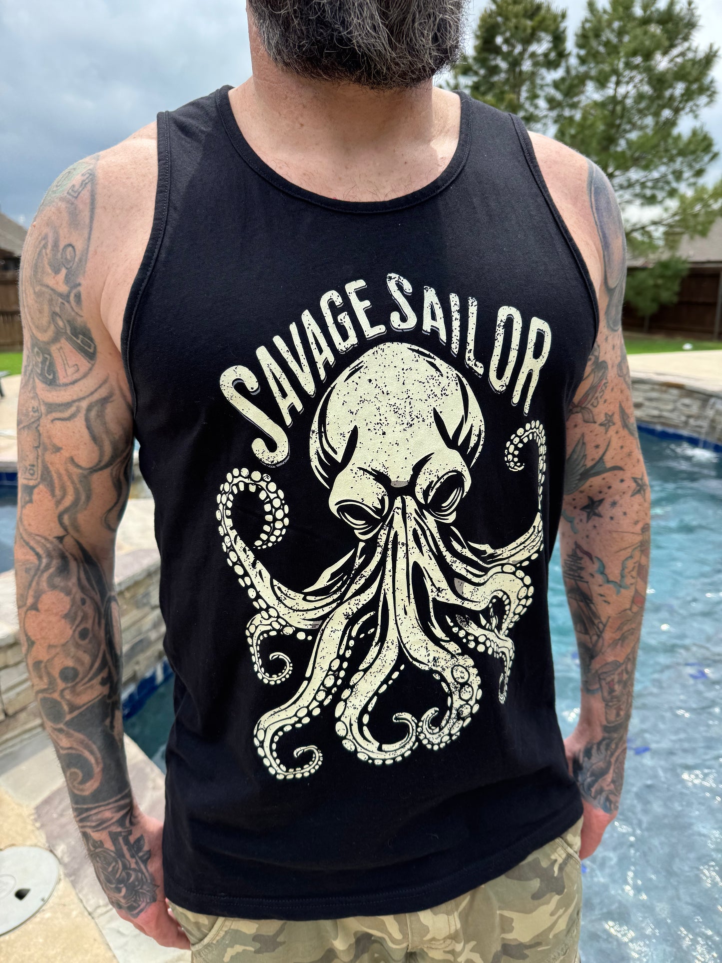 Octopus Odyssey Men's Tank Top- Black