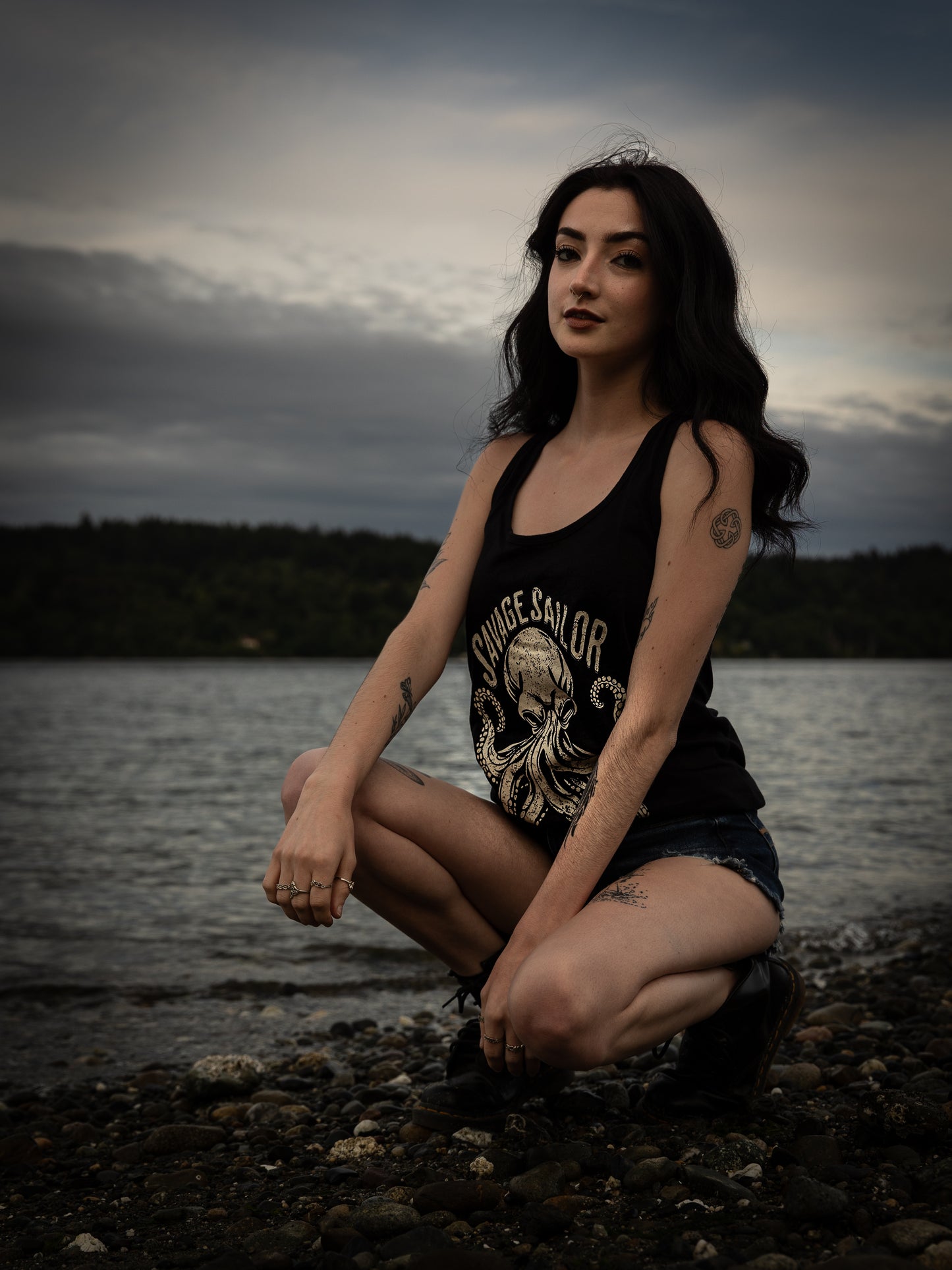 Octopus Odyssey Women's Tank Top- Black