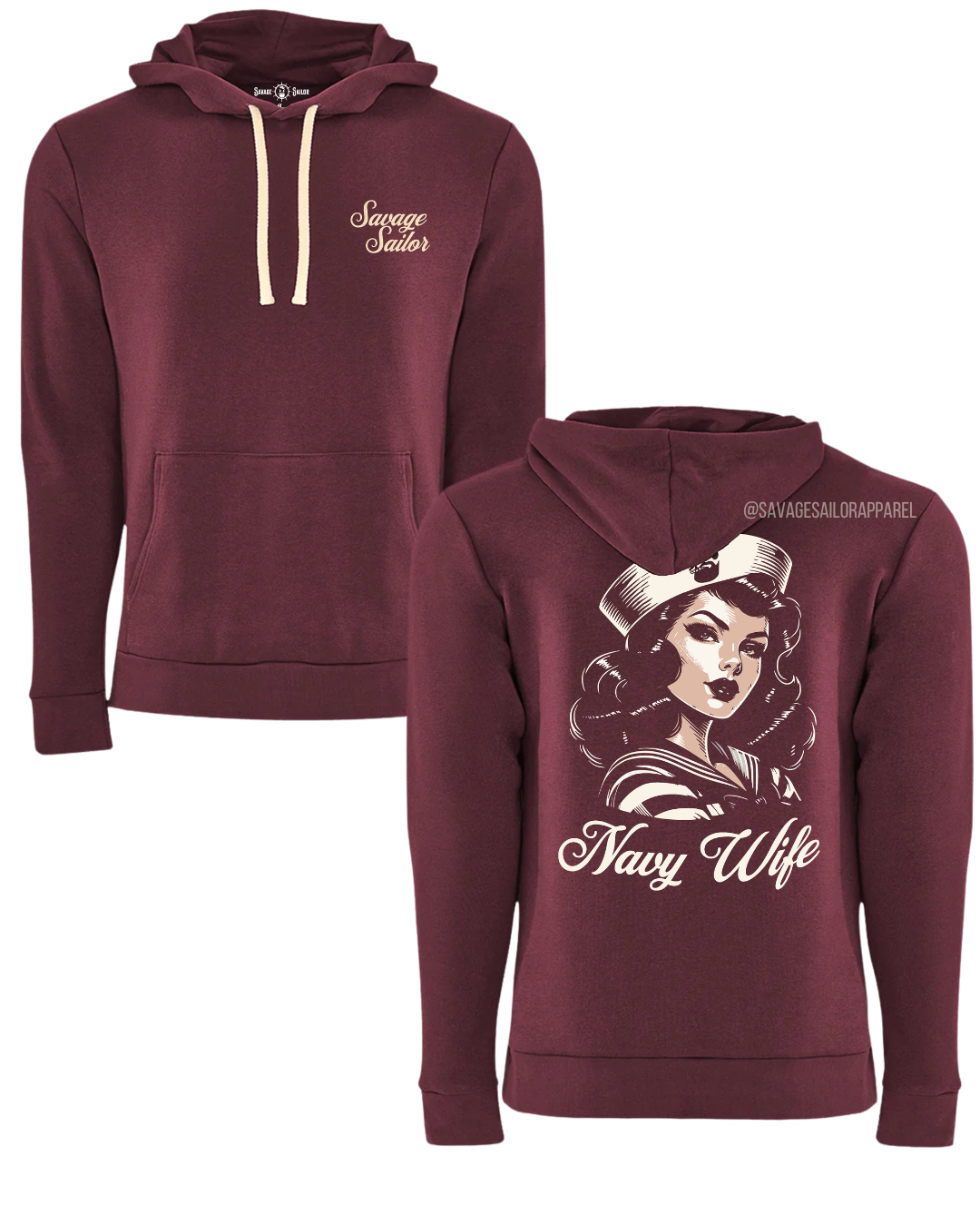 PRE-ORDER! Navy Wife Hoodie- Maroon Pre-Orders will close Saturday November 8th, and ship out early December.