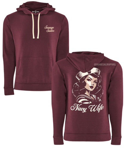 PRE-ORDER! Navy Wife Hoodie- Maroon Pre-Orders will close Saturday November 8th, and ship out early December.