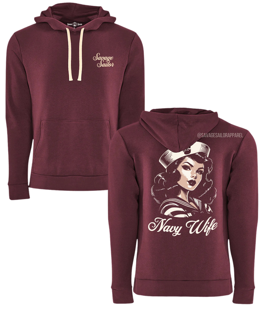 PRE-ORDER! Navy Wife Hoodie- Maroon Pre-Orders will close Saturday November 8th, and ship out early December.