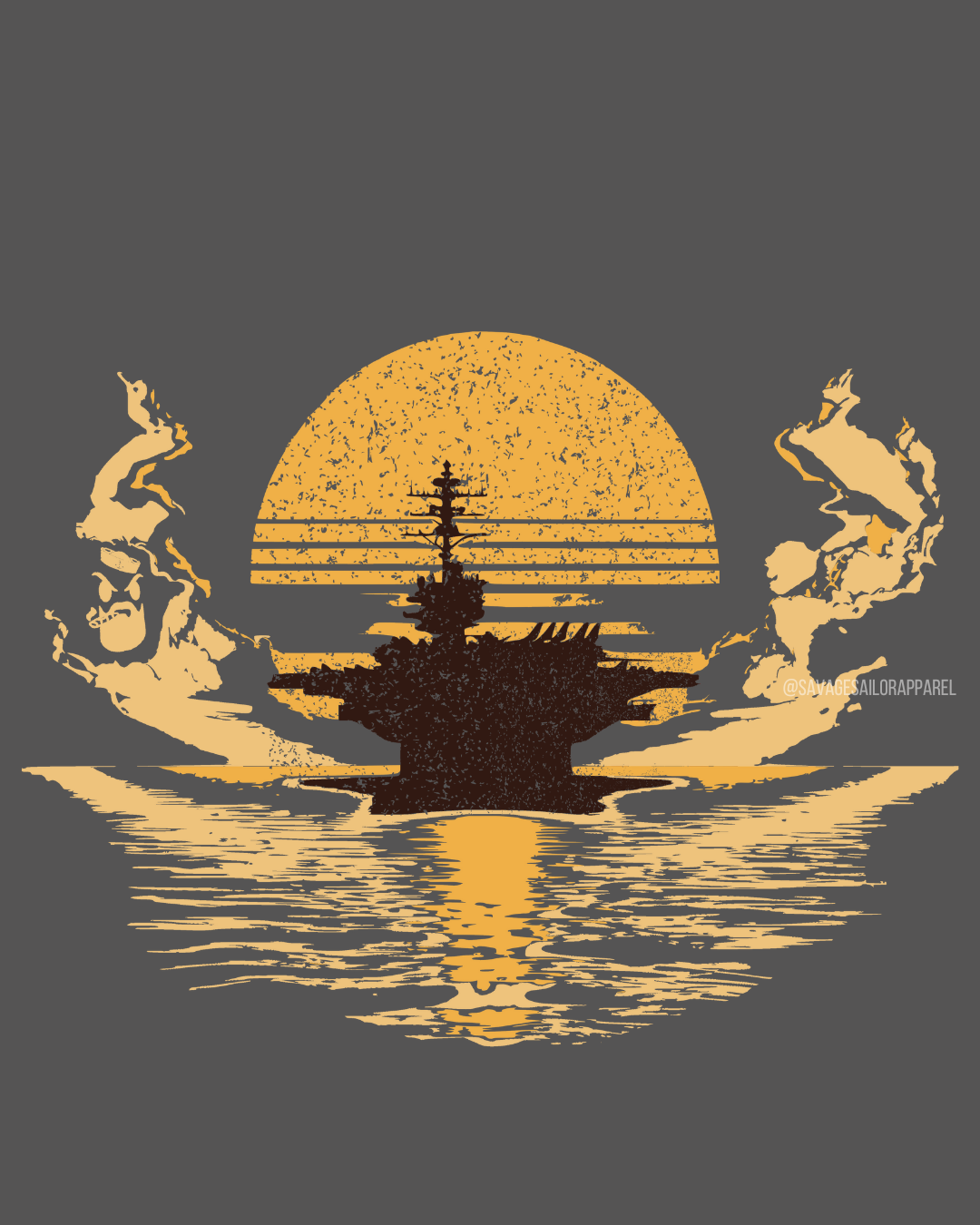 Aircraft Carrier Sunset T-Shirt - Heather Heavy Metal