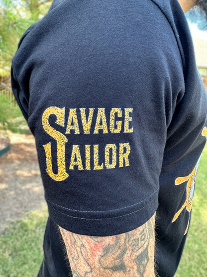 Savage Sailor Logo T-Shirt -Black & Orange