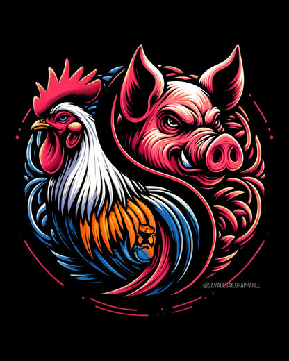 Pig & Rooster T-Shirt - Black