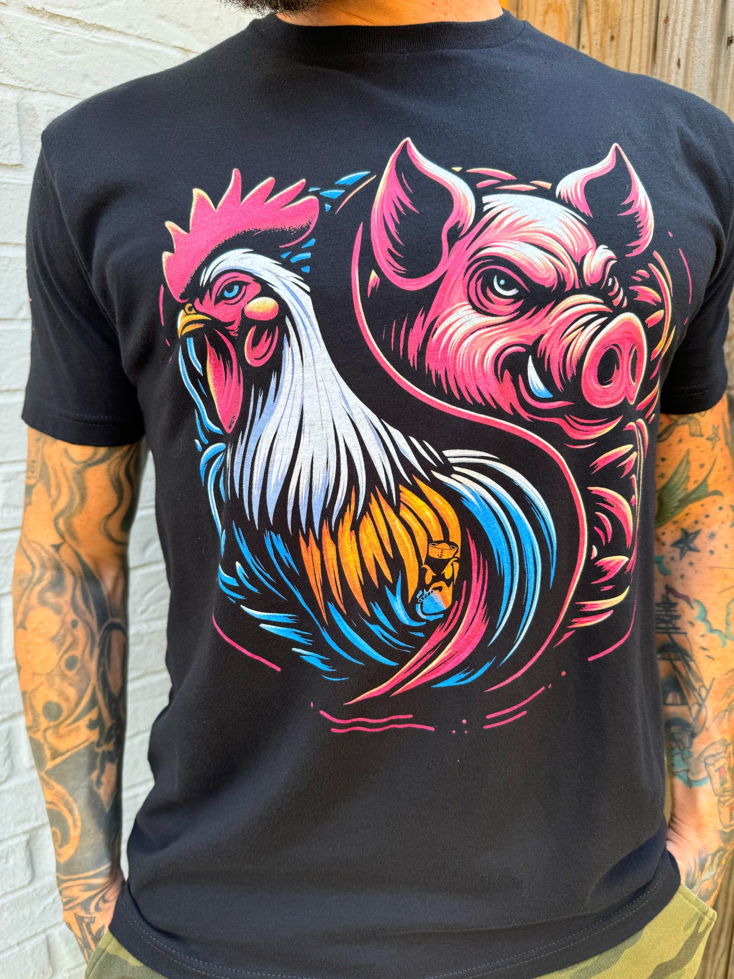 Pig & Rooster T-Shirt - Black