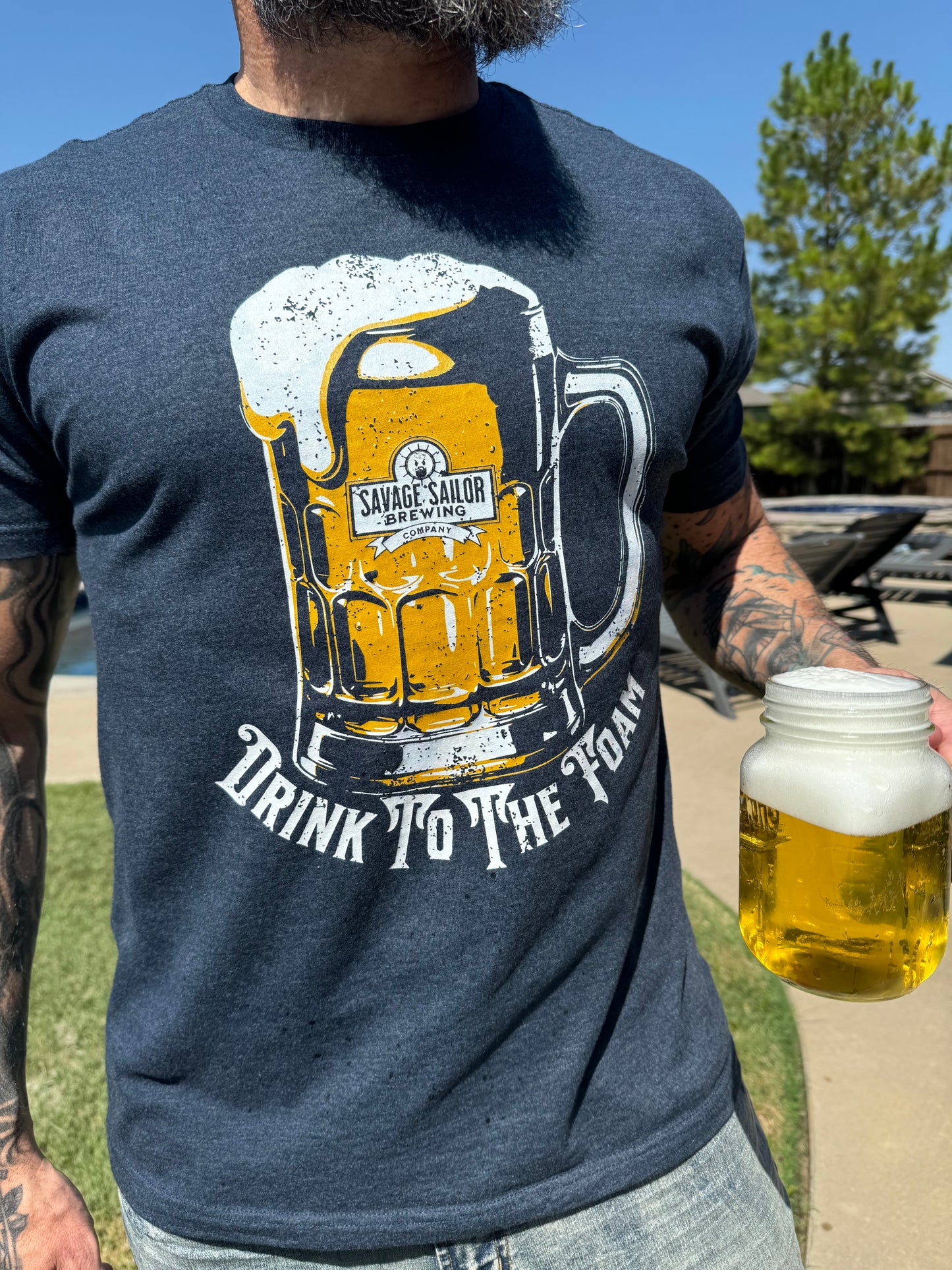 Drink To The Foam T-Shirt - Midnight Navy