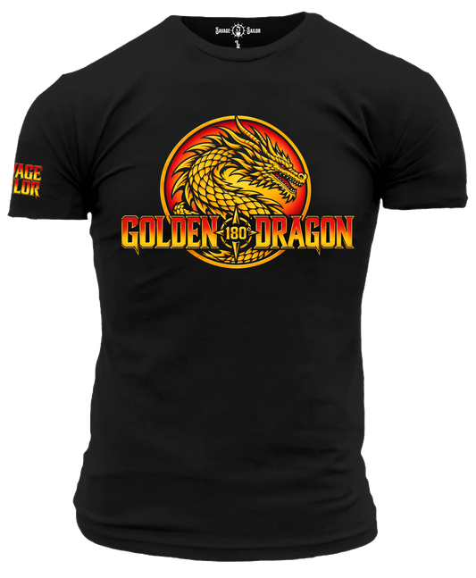 PRE-ORDER Order of the Golden Dragon T-Shirt (front) - Black (FREE Matching Sticker)