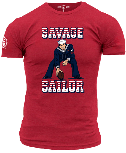 PRE-ORDER Savage Gridiron T-Shirt (front) - Red (w/free sticker)