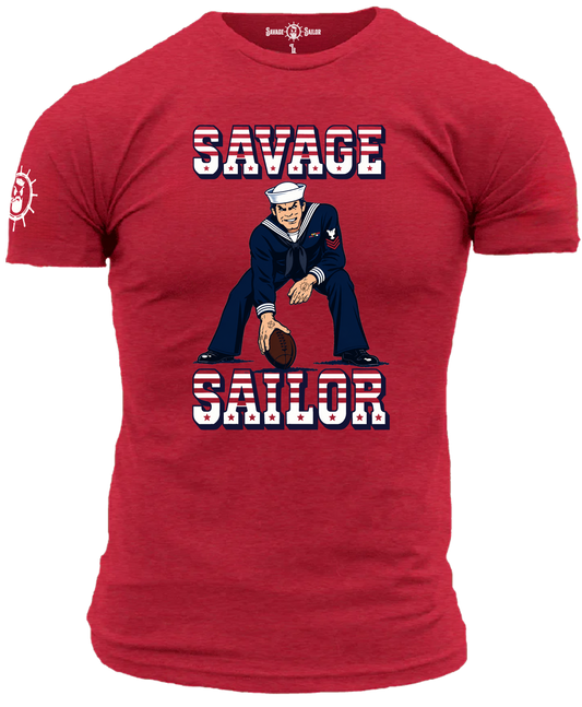 Savage Gridiron T-Shirt (front) - Red