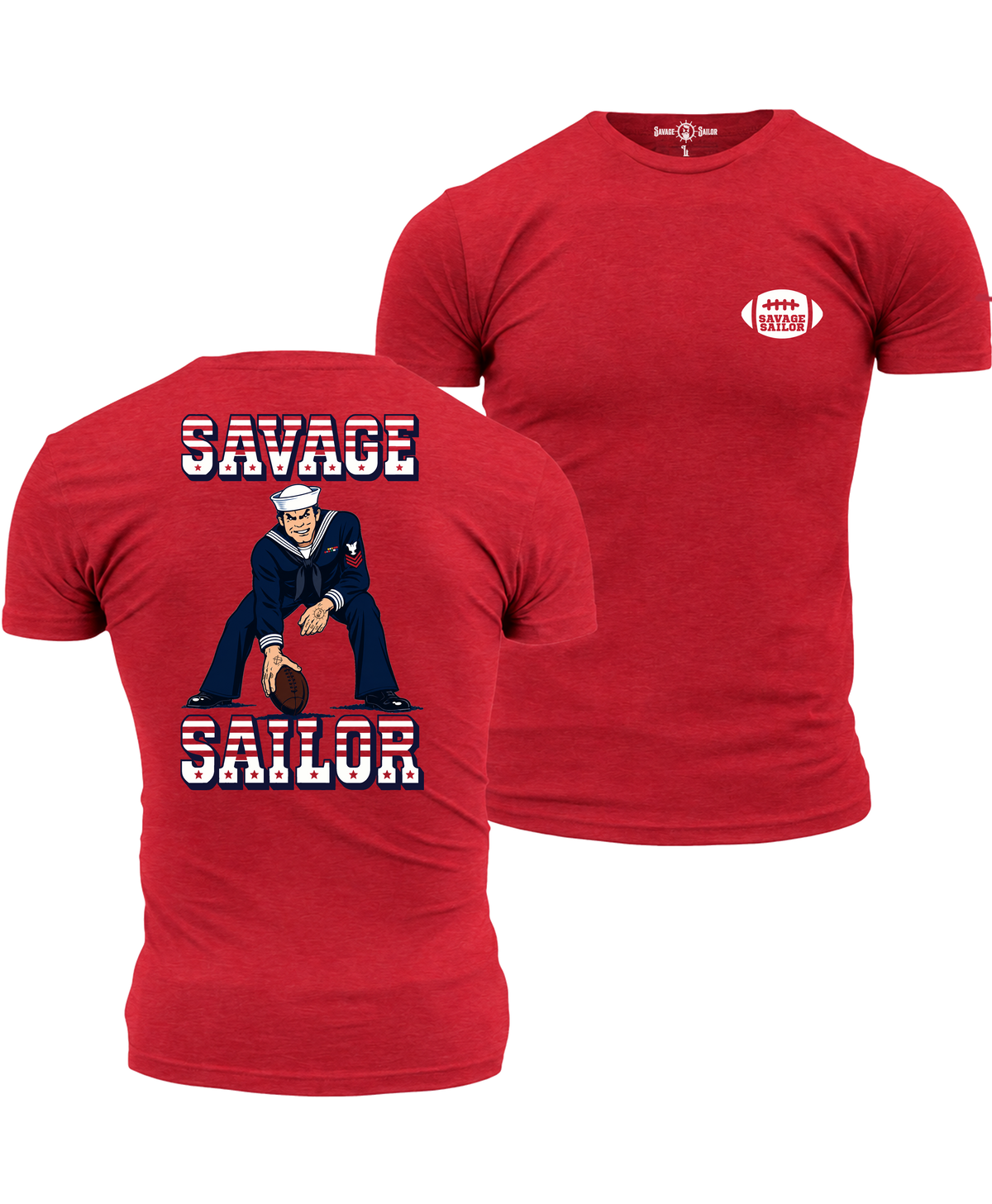 PRE-ORDER Savage Gridiron T-Shirt (back) - Red (w/free sticker)