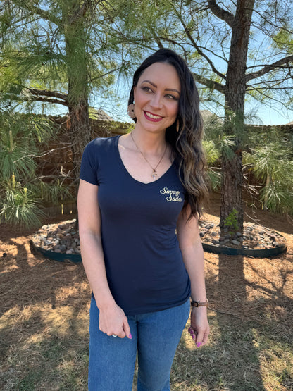 Savage Susie Women's V-Neck T-Shirt - Midnight Navy