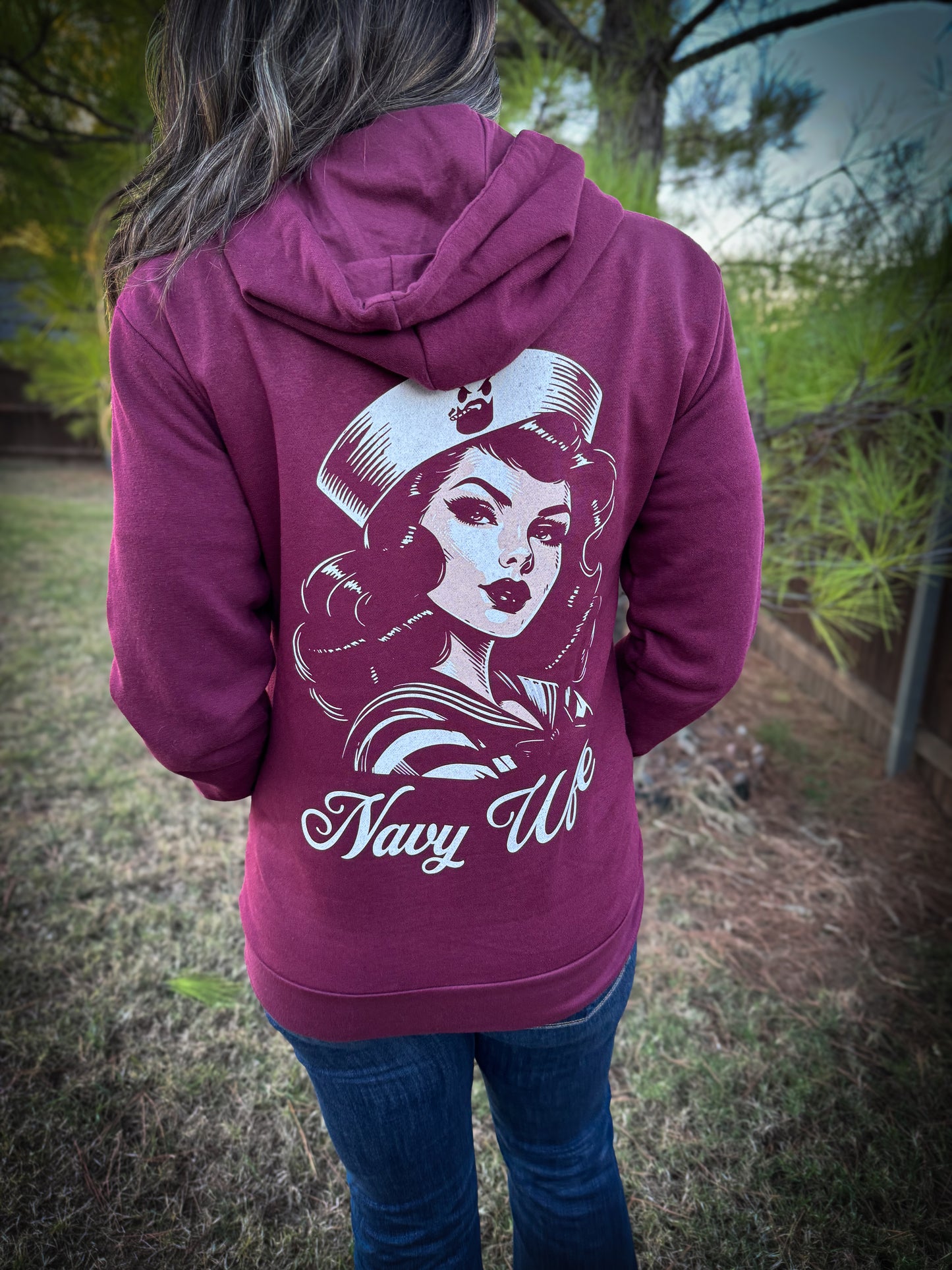 PRE-ORDER! Navy Wife Hoodie- Maroon Pre-Orders will close Saturday November 8th, and ship out early December.