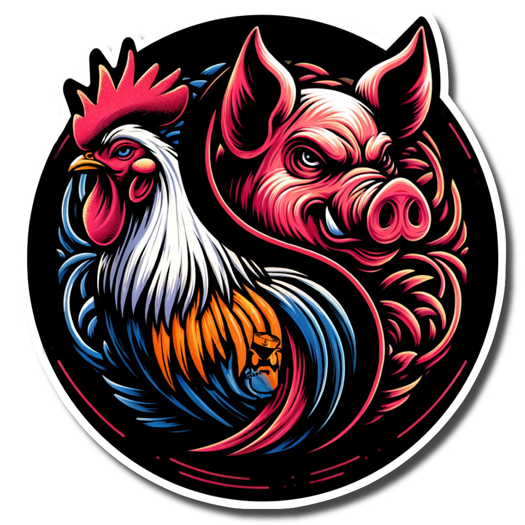 Pig & Rooster Sticker