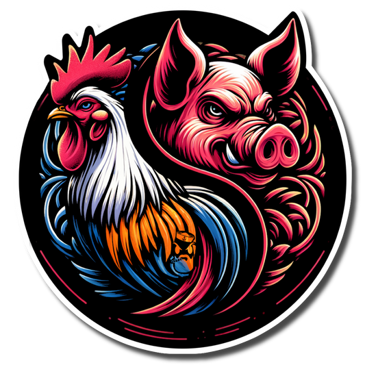 Pig & Rooster Sticker