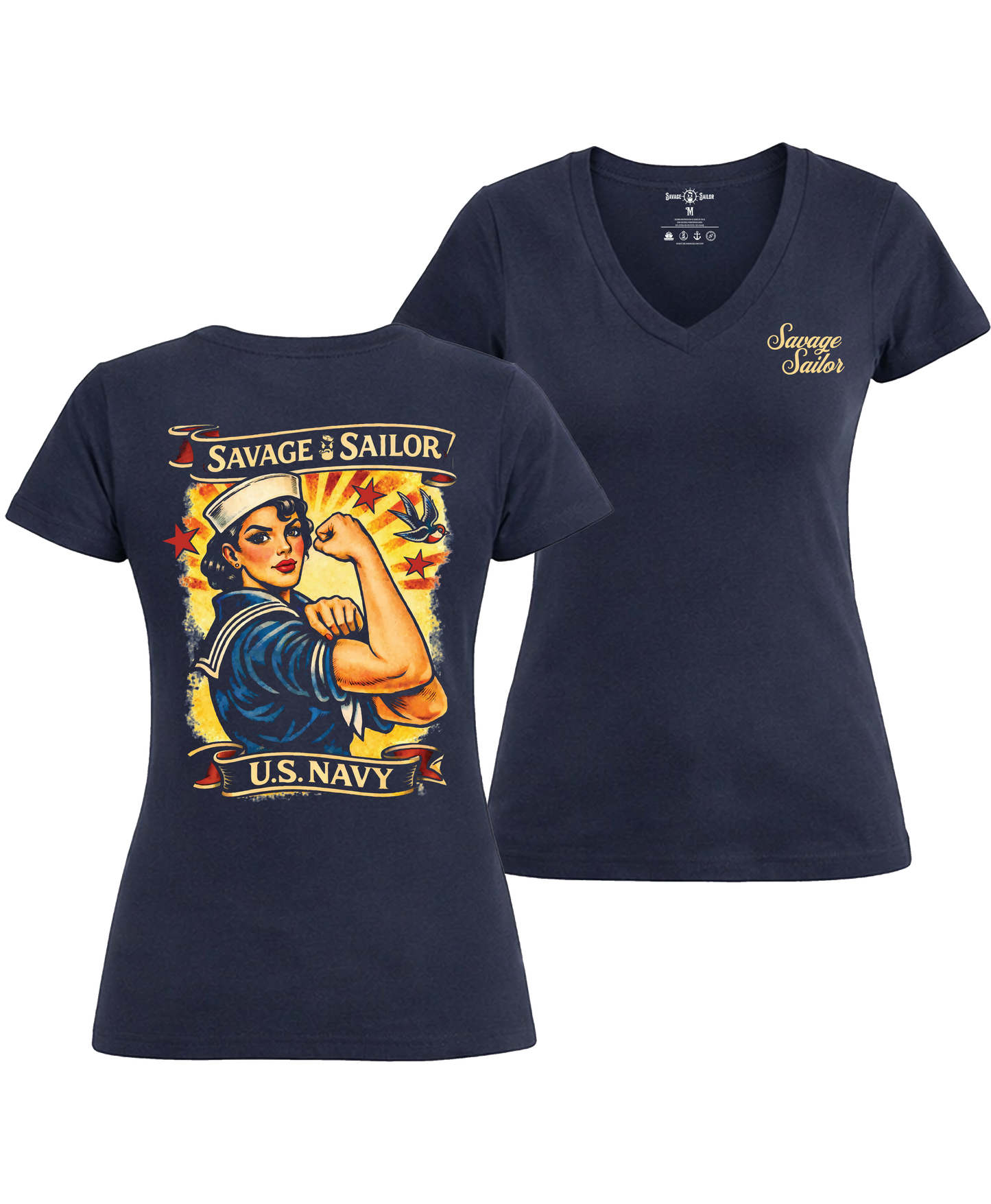 Savage Susie Women's V-Neck T-Shirt - Midnight Navy