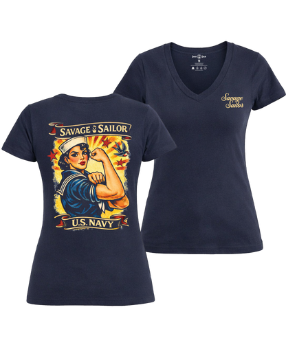 Savage Susie Women's V-Neck T-Shirt - Midnight Navy