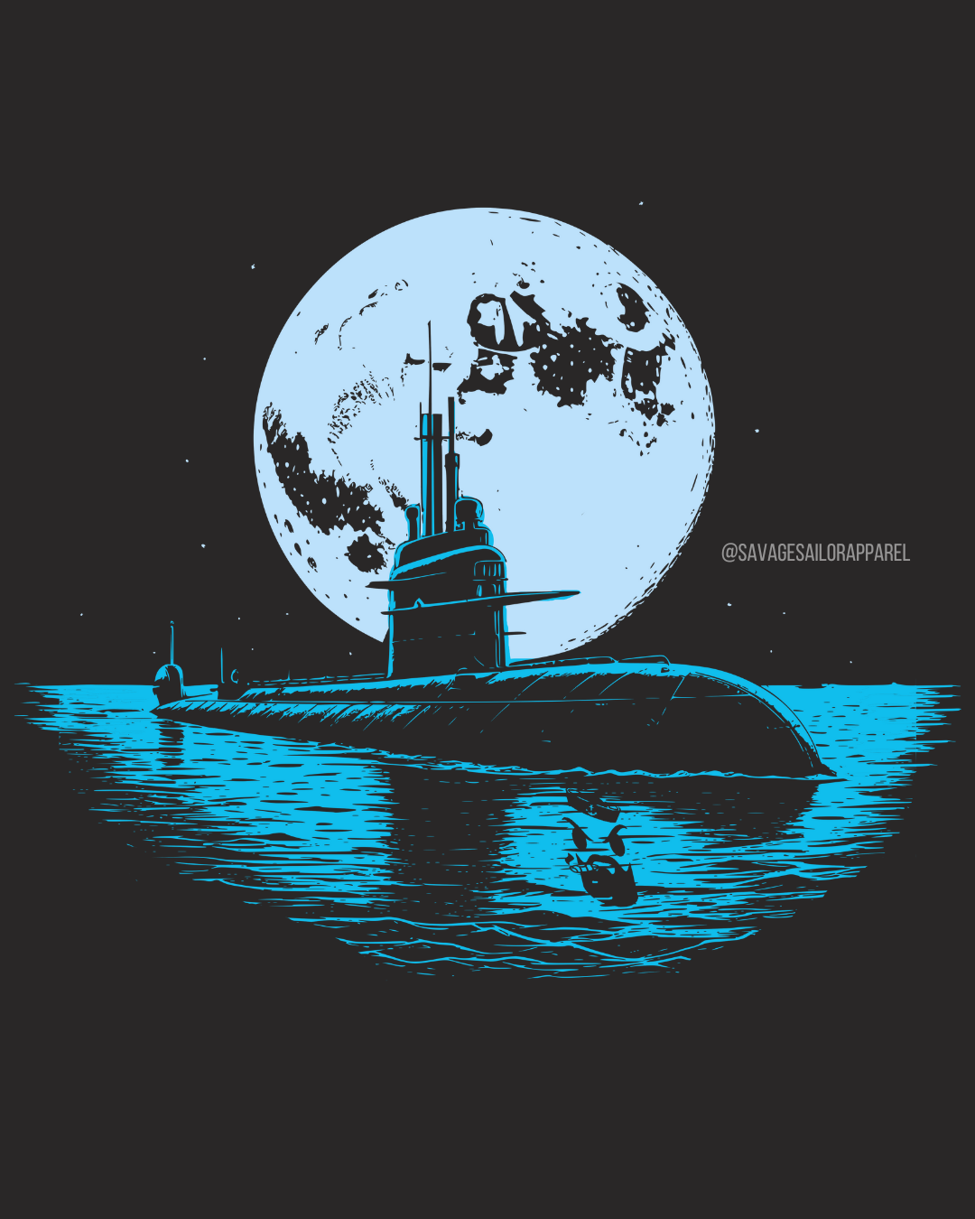 Moonlit Submarine T-Shirt - Charcoal